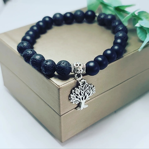 Black agate unisex bracelets - Picture 2 of 4